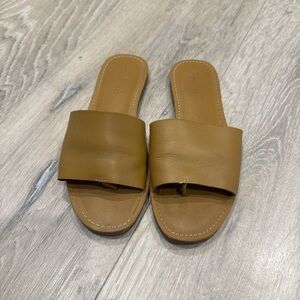 Madewell Tan Leather Slide Sandals